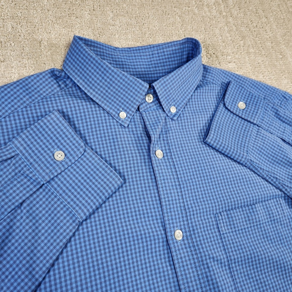 Vineyard Vines Performance Shirt Men L Gingham Check Blue Classic Fit Murray